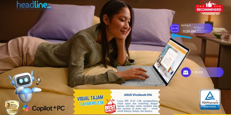 Laptop AI 2025 Asus Vivobook S14 Layar Visual Imersif dan Nyaman
