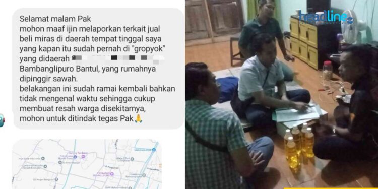 Polres Bantul Sita Lima Botol Ciu dalam Operasi Pekat, Warga Diminta Aktif Laporkan Peredaran Miras