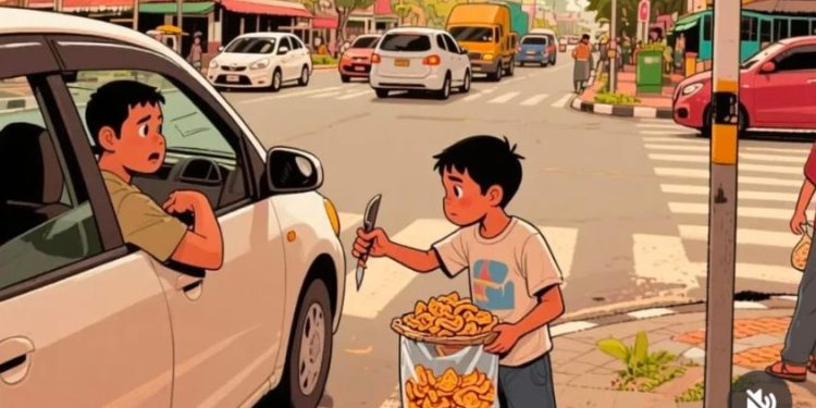 Ilustrasi gambar Bocah Penjual Kerupuk Diduga Gores Mobil di Tempel Sleman