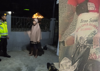 Polisi dari Polsek Imogiri saat meminta keterangan dari korban pencurian beras di Manggung, Wukirsari, Bantul