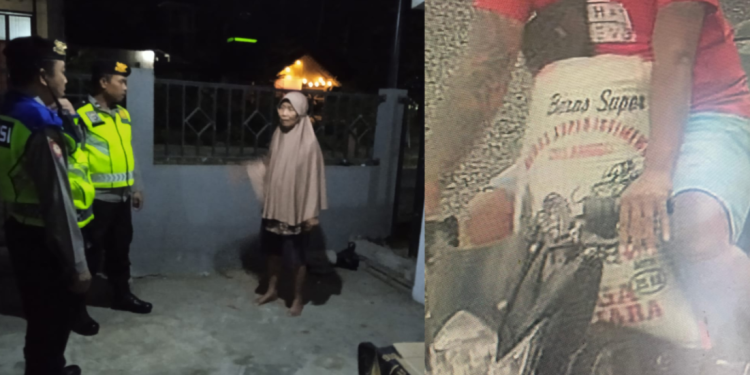 Polisi dari Polsek Imogiri saat meminta keterangan dari korban pencurian beras di Manggung, Wukirsari, Bantul