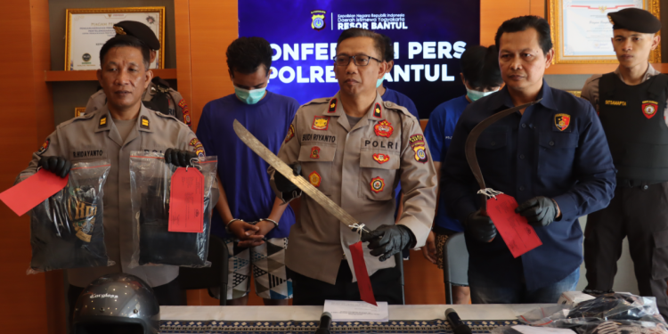 Kapolsek Bantul, Kompol Budi Riyanto saat jumpa pers di Mapolres Bantul