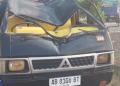 Kondisi Mitsubishi L300 AB-8106-BT yang ringsek usai kecelakaan tunggal di depan SD Banyakaan, Piyungan, Bantul