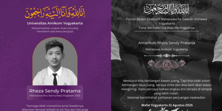 ungkapan Dukacita dari Universitas Amikom (kiri) dan Forum BEM DIY (Kanan) atas Meninggalnya Rheza Sendy Pratama