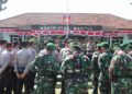 Aparat TNI, Polri, dan Satpol PP mengikuti apel bersama sebelum melaksanakan patroli gabungan skala besar di wilayah Kabupaten Bantul