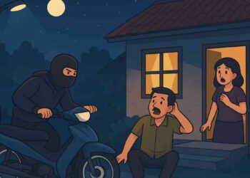 Ilustrasi pencurian motor di Pundong, Bantul saat dini hari, korban dan saksi kaget melihat pelaku mendorong sepeda motor