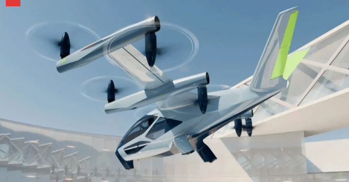 Ilustrasi pesawat milik Supernal lepas landas