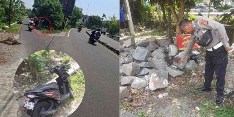 Petugas Kepolisian sedang berada di Lokasi Kecelakaan Dsn. Jadan , Tamantirto, Kasihan, Bantul