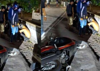 Suasana di lokasi kejadian saat tiga remaja diamankan warga usai mengalami kecelakaan tunggal di Dusun Sembur, Kalurahan Tirtomartani, Kalasan, Sleman