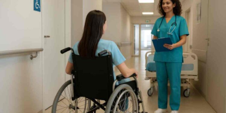 Kemenkes Dorong Rumah Sakit Ramah Disabilitas, Pelaporan Wajib melalui RS Online : Ilustrasi pelayanan kepada pasien oleh petugas kesehatan. (Hasil AI)