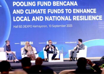 Seminar Pemanfaatan Pooling Fund Bencana dan Dana Perubahan Iklim untuk Meningkatkan Resiliensi Lokal dan Nasional, dan merupakan bagian dari rangkaian konferensi di The 4th Asia Disaster Management & Civil Protection Expo & Conference (ADEXCO) yang digelar di Jakarta International Expo, Jakarta Pusat, pada Rabu (10/9/2025). (Foto: Dok. BNPB)