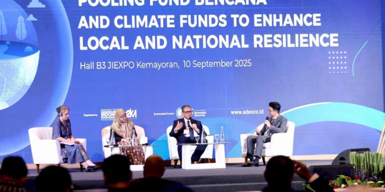 Seminar Pemanfaatan Pooling Fund Bencana dan Dana Perubahan Iklim untuk Meningkatkan Resiliensi Lokal dan Nasional, dan merupakan bagian dari rangkaian konferensi di The 4th Asia Disaster Management & Civil Protection Expo & Conference (ADEXCO) yang digelar di Jakarta International Expo, Jakarta Pusat, pada Rabu (10/9/2025). (Foto: Dok. BNPB)