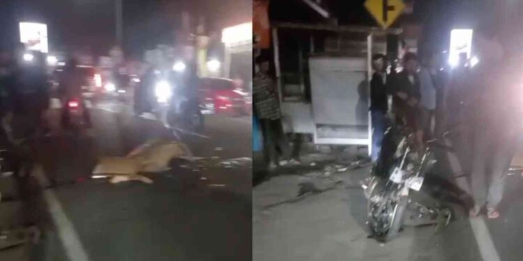 kecelakaan di Jalan Kaliurang Km 13, Sleman, Senin (1/9/2025) malam. Seorang pengendara motor Suzuki Satria tewas di lokasi setelah bertabrakan dengan mobil Honda Accord