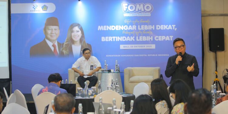 CEO & Founder Brightminds Dody Rochadi dalam kegiatan Forum Media Monitoring (FoMo) yang digelar Kementerian Komunikasi dan Digital (KemKomdigi) di Bali Sunset Road Convention Center, Rabu (29/10/2025). (Foto: Agus Siswanto/IGID-Infopublik.id)