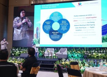 Staf Ahli Menteri LH Bidang Sumber Daya Pangan, SDA, Energi, dan Mutu Lingkungan, Laksmi Widyajayanti, dalam Media Briefing Climate Change Conference (COP30/CMP20/CMA7 UNFCCC): Dari Indonesia untuk Dunia Solusi Global dan Aksi Nyata Indonesia di COP30, di Hotel Intercontinental Jakarta Selatan, pada Rabu (29/10/2025). (Foto: Amiri Yandi/KPM Kemkomdigi)