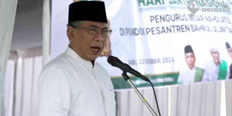 Ketua Umum PBNU, KH Yahya Cholil Staquf pada Apel Hari Santri
