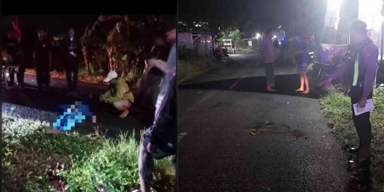 Polisi Melakukan penyelidikan di Lokasi kejadian Kecelakaan di Bantul