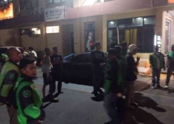 Rombongan Driver Ojek Online berada di Polres Bantul