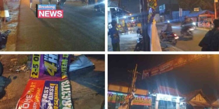Tangkapan layar di lokasi kejadian kecelakaan sepeda motor menabrak baliho di Bantul