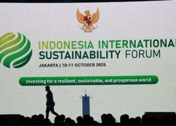 Suasana menjelang Pembukaan Indonesia International Sustainability Forum (ISF) 2025 di Jakarta International Convention Center, Jumat (10/10/2025). (Foto: Amiri Yandi/InfoPublik)