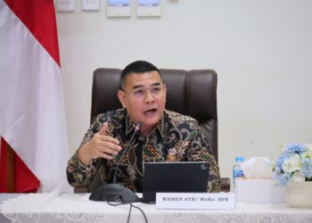 Wakil Menteri (Wamen) ATR/Wakil Kepala (Waka) BPN, Ossy Dermawan, dalam sesi Pengarahan dan Motivasi pada Pelatihan dan Sertifikasi Manajemen Risiko Tingkat Lanjut Tahun 2025, di Gedung BPSDM Kementerian ATR/BPN.(Foto Kementerian ATR BPN)