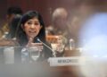 Menkomdigi Meutya Hafid dalam rapat dengan Komisi I DPR RI beberapa waktu lalu (Foto: Indra/Humas Kemkomdigi)