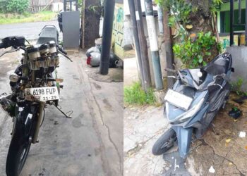 Kondisi kendaraan yang terlibat kecelakaan di Tembi Sewon