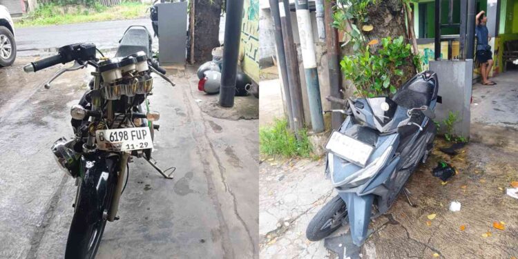 Kondisi kendaraan yang terlibat kecelakaan di Tembi Sewon