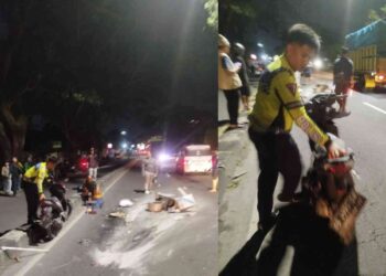 Polisi melakukan evakuasi kecelakaan di Jalan Ringroad Selatan, tepatnya di utara Kantor Pengadilan Tinggi Negeri Yogyakarta