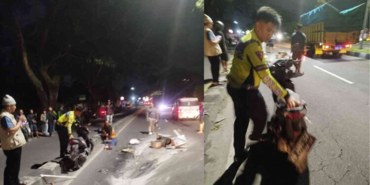 Polisi melakukan evakuasi kecelakaan di Jalan Ringroad Selatan, tepatnya di utara Kantor Pengadilan Tinggi Negeri Yogyakarta