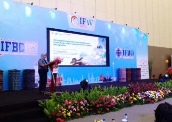 Deputi Bidang Ekonomi dan Transformasi Digital Kementerian PPN/Bappenas Vivi Yulaswati dalam sambutannya pada ajang Indonesia Franchise Week 2025 di Indonesia Convention Exhibition (ICE) BSD, Tangerang, Jumat (31/10/2025). (Foto: Ismadi Amrin/InfoPublik)