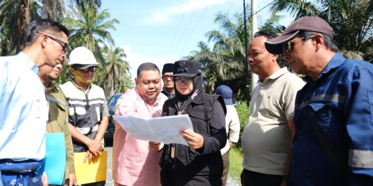 Bupati Siak Pantau Progres Pembangunan Jalan di Dayun