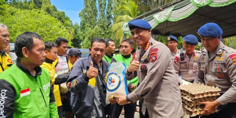Brimob Polda Gorontalo Rayakan HUT ke-80 dengan Aksi Sosial untuk Ojek Online