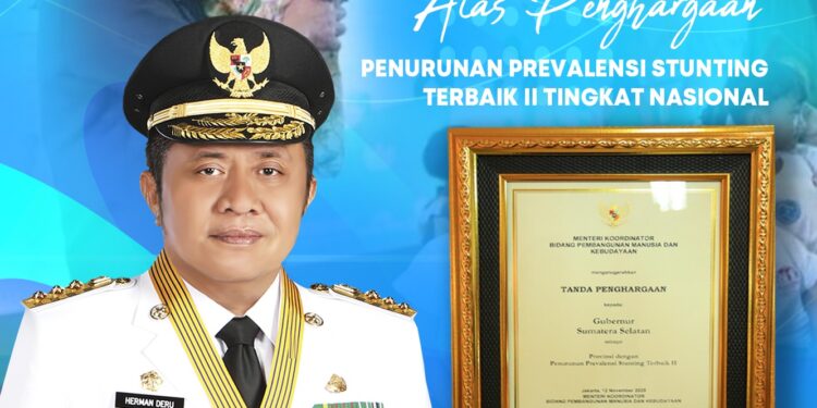Sumatra Selatan Raih Penghargaan Nasional atas Penurunan Stunting
