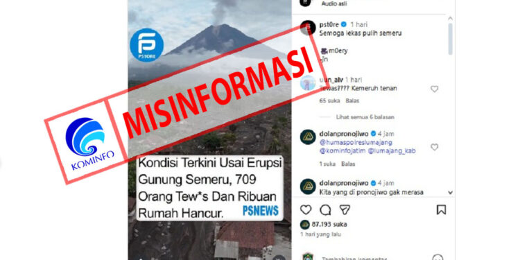 Informasi Korban Erupsi Semeru yang Beredar di Media Sosial Tidak Akurat