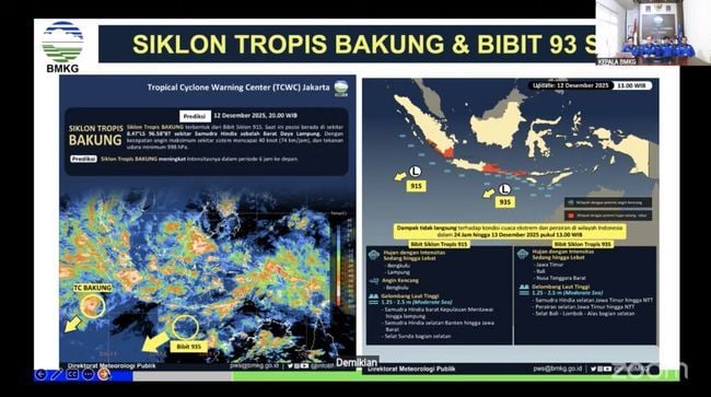 BMKG Peringatkan Dampak Siklon Tropis Bakung dan Bibit Siklon 93S