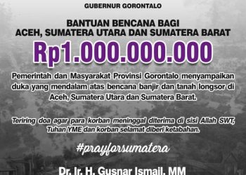 Pemprov Gorontalo Salurkan Bantuan Rp1 Miliar untuk Korban Bencana di Sumatra