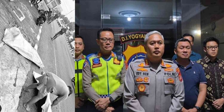 Dokumentasi tempat kejadian perkara penjambretan di Jalan Janti serta klarifikasi Kapolresta Sleman kepada awak media terkait penetapan tersangka