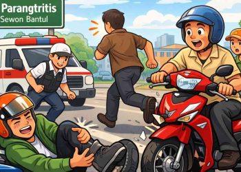 Ilustrasi Gambar Kecelakaan di jalan Parangtritis Bantul