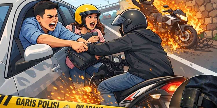 Ilustrasi gambar penjambretan di Janti