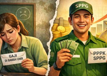 Ilustrasi gambar perbandingan Gaji Guru Vs SPPG