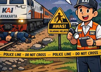 Ilustrasi gambar perintasan kereta