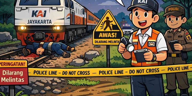 Ilustrasi gambar perintasan kereta