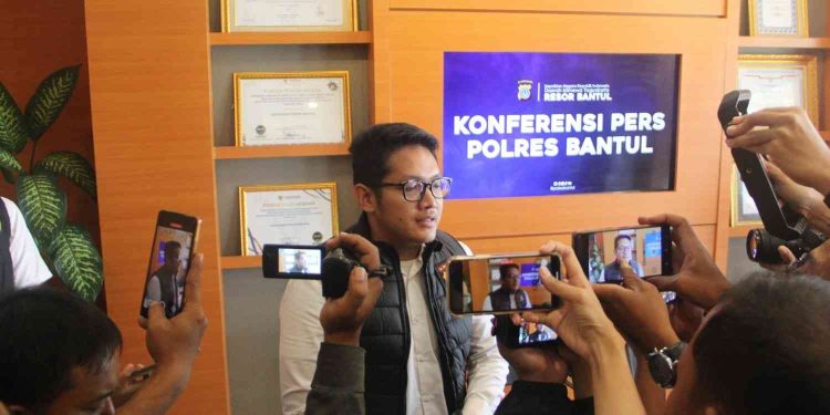 Polres Bantul menggelar konferensi pers kasus pelaku penusukan yang tewaskan mahasiswa di Bantul