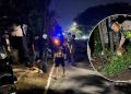 Suasana penanganan kecelakaan lalu lintas tunggal di Jalan Ring Road Selatan, Dusun Menayu Kidul, Tirtonirmolo, Kasihan, Bantul, Minggu (18/1/2026) malam.