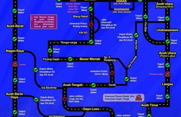BPTD Aceh Umumkan Kondisi Lalu Lintas, Jalur Tengah Masih Berisiko