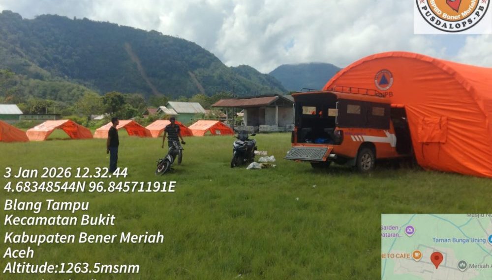 BPBD Bener Meriah Siapkan Tenda Darurat di Blang Panas dan Blang Tampu