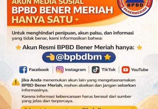 BPBD Bener Meriah Umumkan Akun Media Sosial Resmi untuk Cegah Penipuan