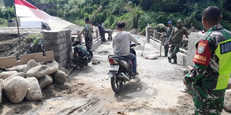 Satgas Gulbencal Tingkatkan Keamanan Jembatan Armco di Bener Meriah