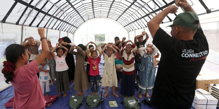 Anak-Anak di Kekuyang Aceh Tengah Dapat Dukungan Psikososial Pascabencana
